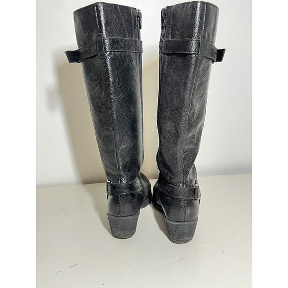 Born BOC EUC Black Leather Cam Tall Leather Western Riding Harness Boot Size 8 M - Picture 4 of 7